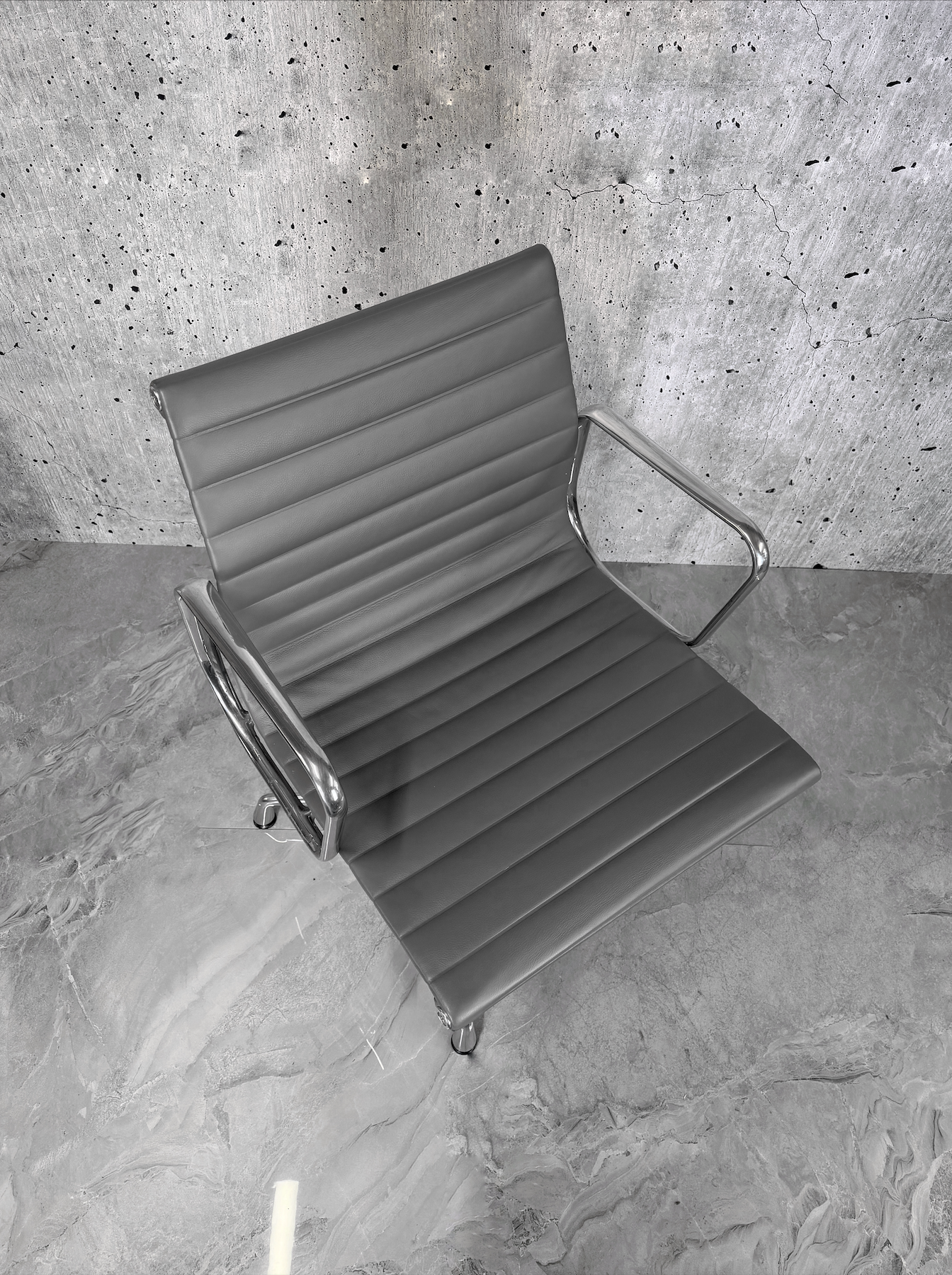Vitra Eames EA108 Leather Ribbed Lowback Office Chair Refurbished