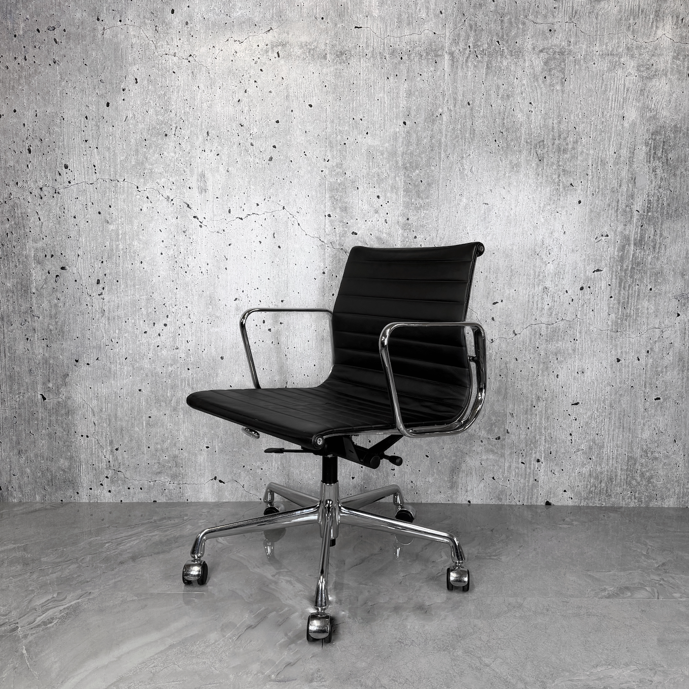 Vitra Eames EA117 Leather Ribbed Office Chair black