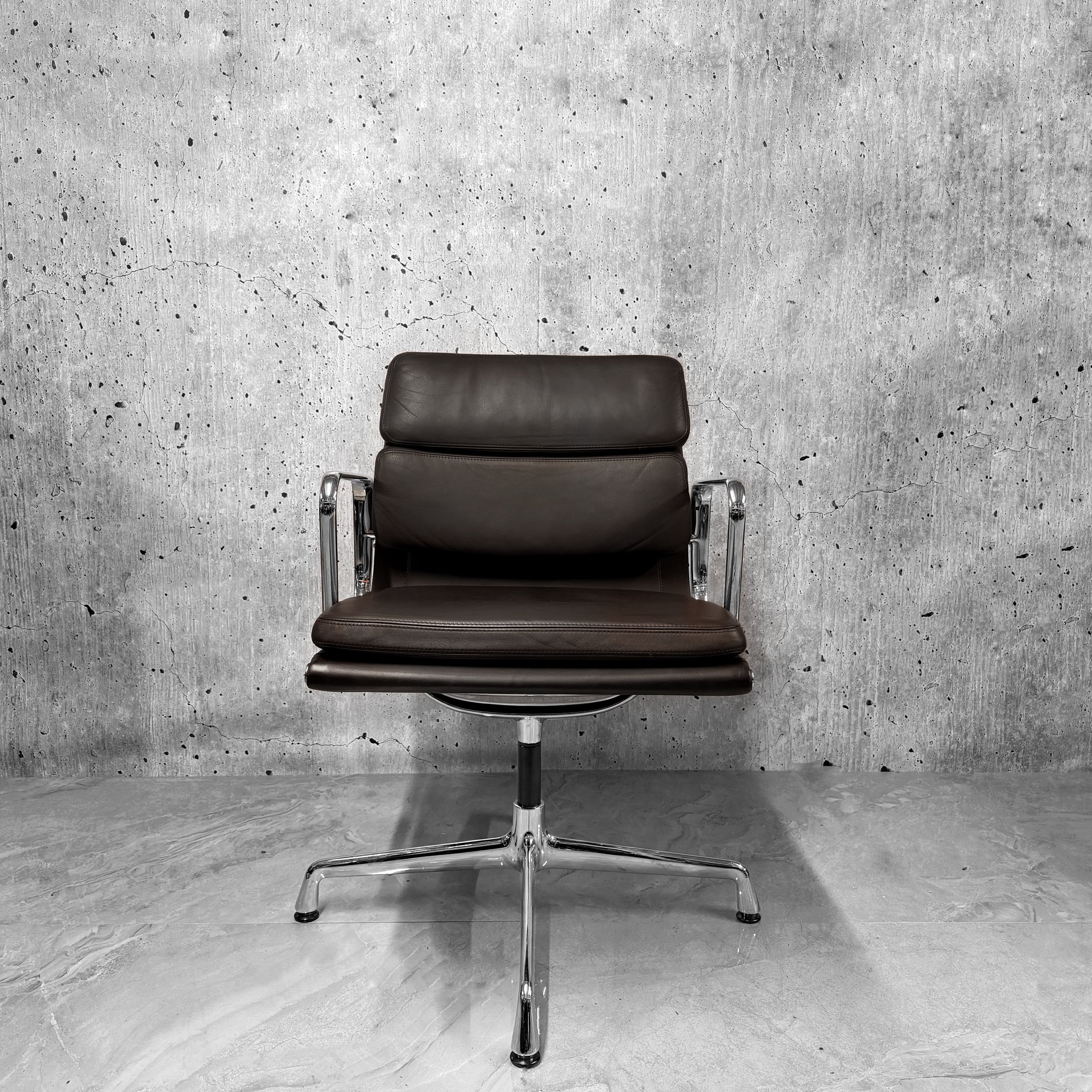 Vitra Eames EA208 Leather Softpad Lowback Office Chair Refurbished brown