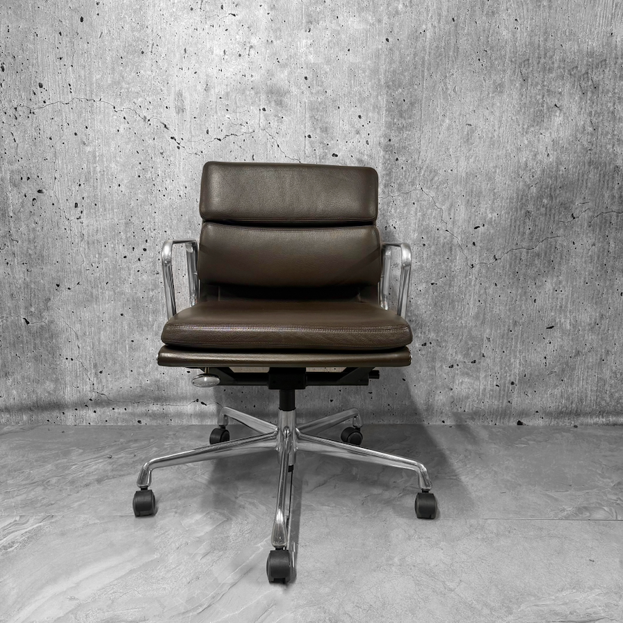 Vitra Eames EA217 Leather Softpad Lowback Office Chair Refurbished Chocolate Brown