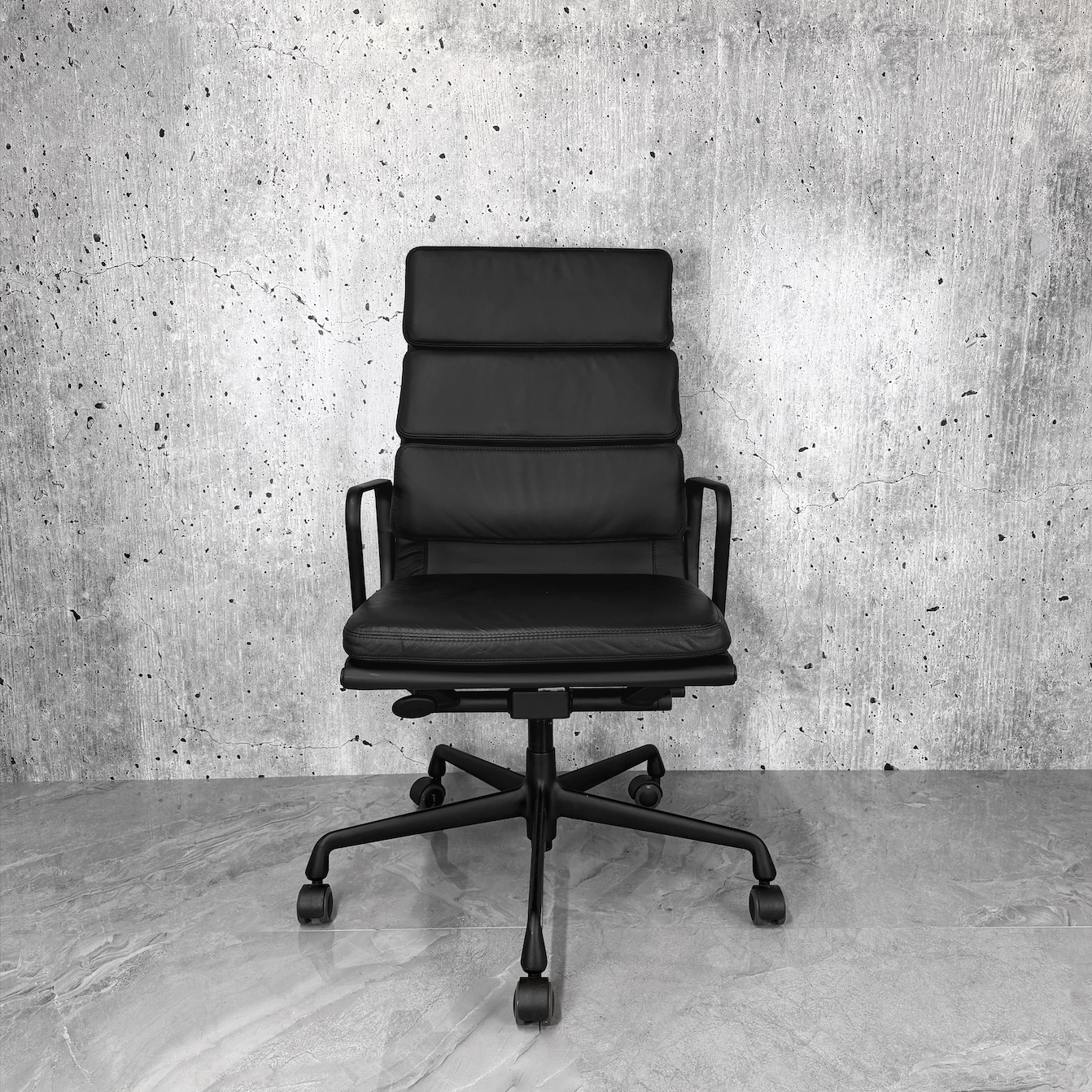 Vitra Eames EA219 Leather Highback Softpad Black Frame