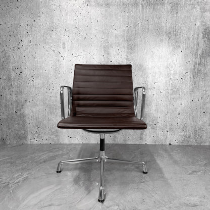 Vitra Eames EA108 Leather Ribbed Lowback Office Chair Refurbished