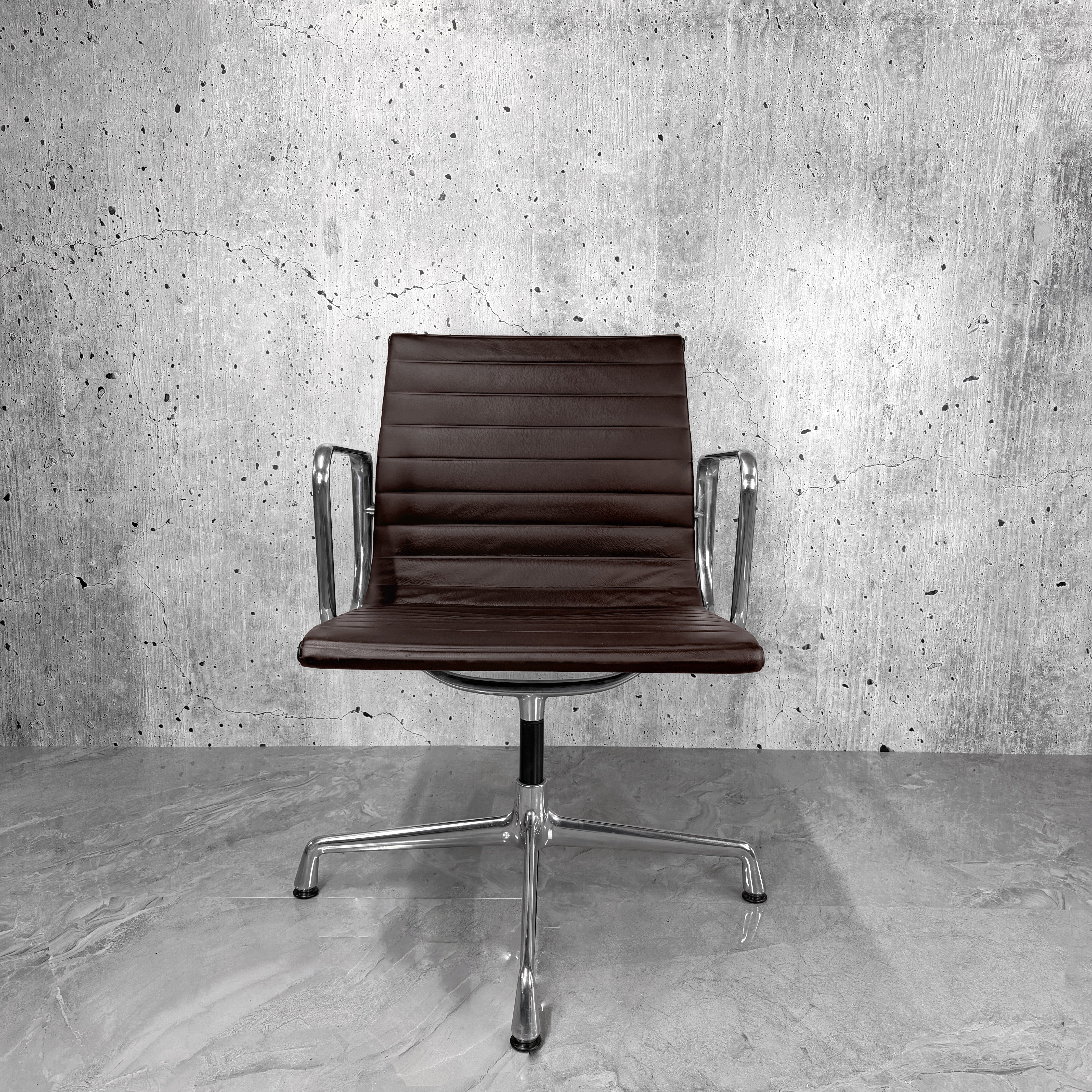 Vitra Eames EA108 Leather Ribbed Lowback Office Chair Refurbished