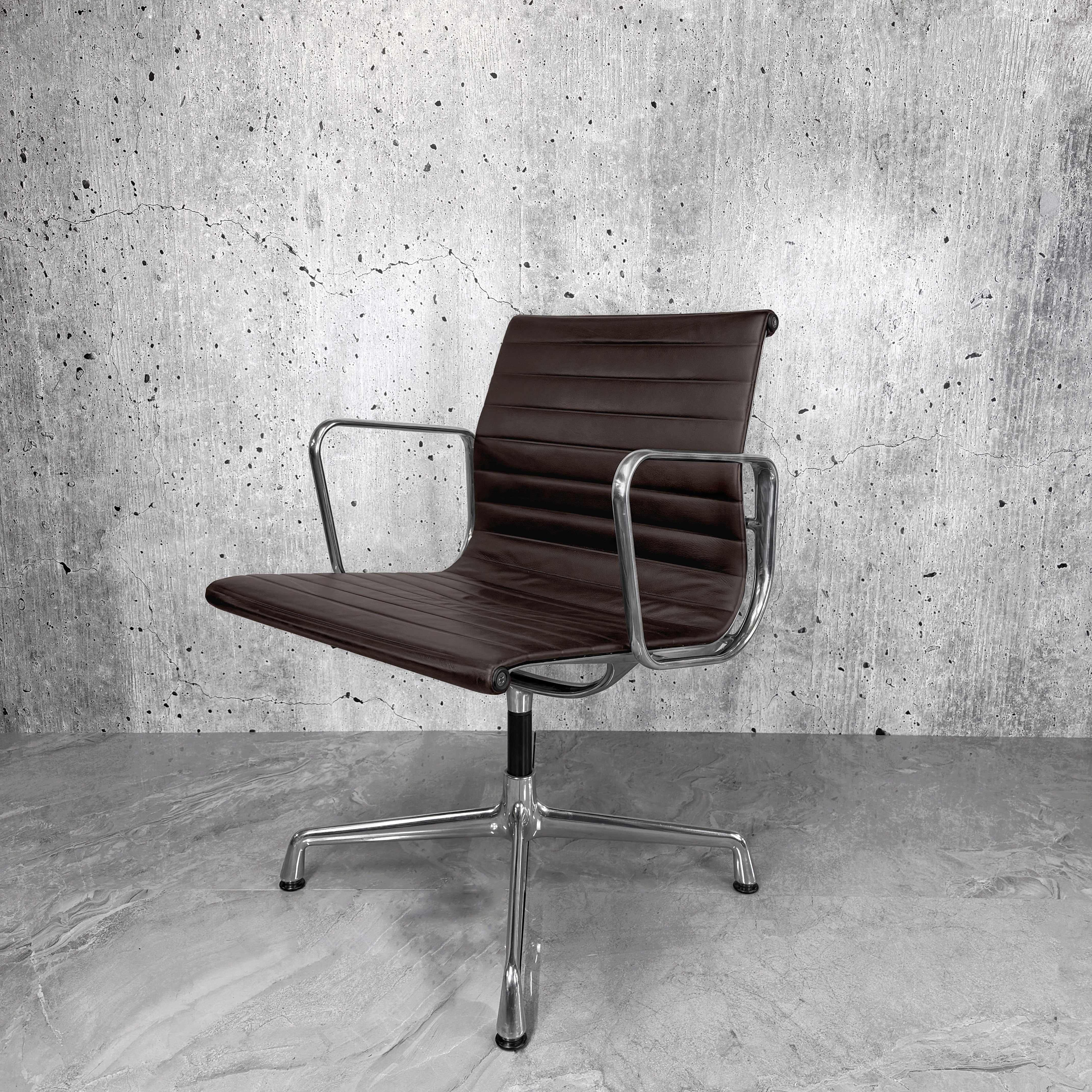 Vitra Eames EA108 Leather Ribbed Lowback Office Chair Refurbished