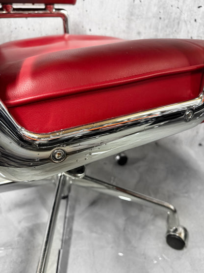 Vitra Eames ES104 Lifetime Lobby Chair Red Leather Chrome PreLoved