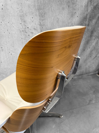 Vitra Eames 670 Lounge Chair & Ottoman American Cherry Snow Leather Preloved