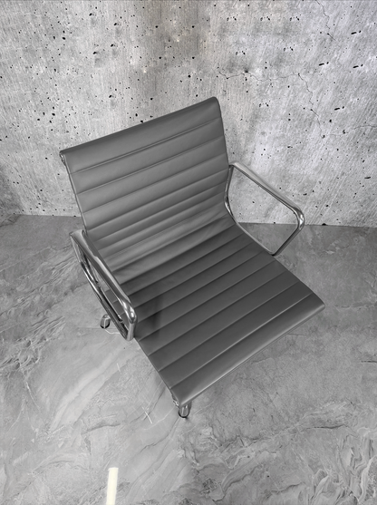Vitra Eames EA108 Leather Ribbed Lowback Office Chair Refurbished