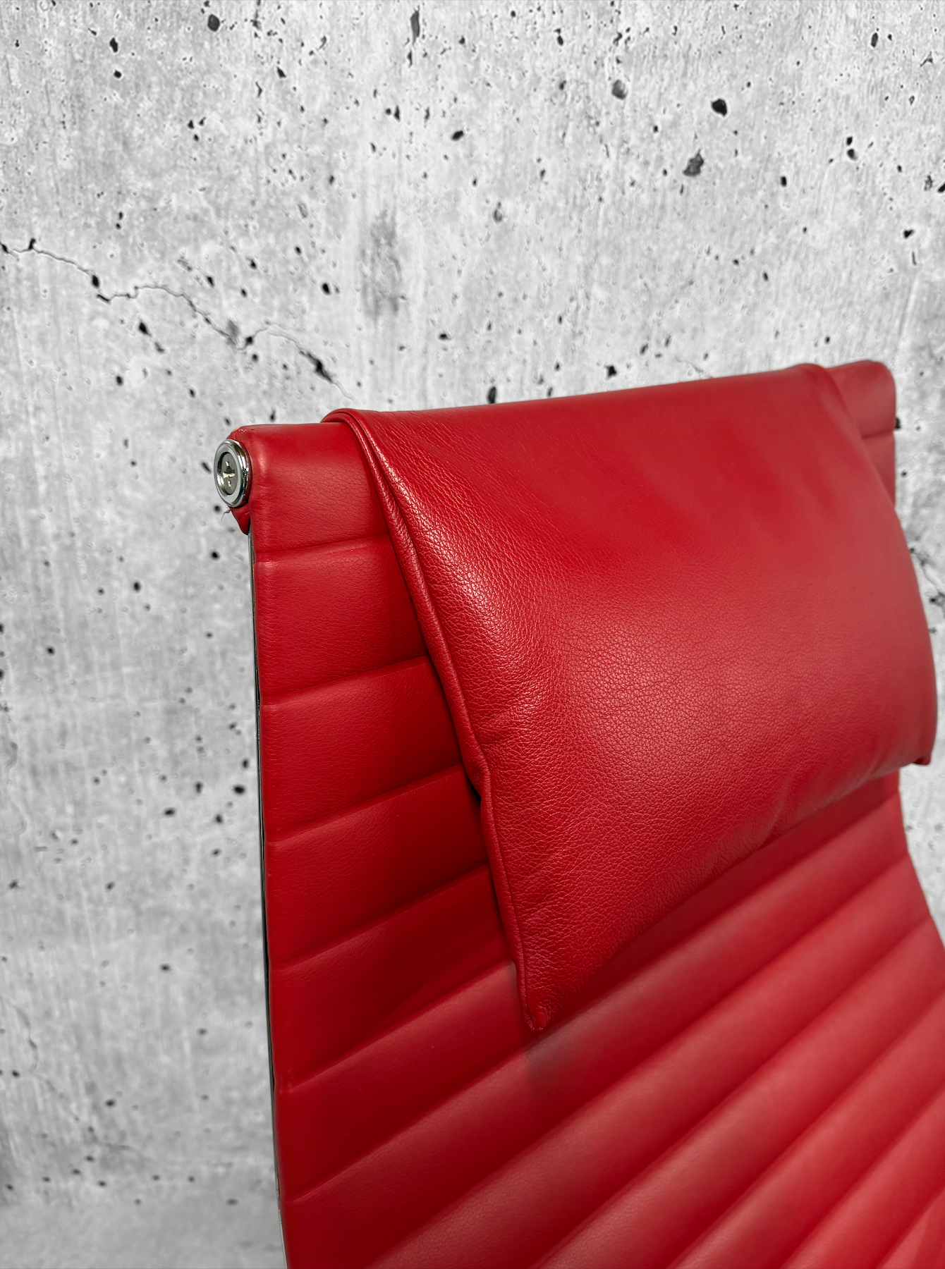 Vitra Eames EA124 / 125 Lounge Chair Scarlet Red Leather Refurbished