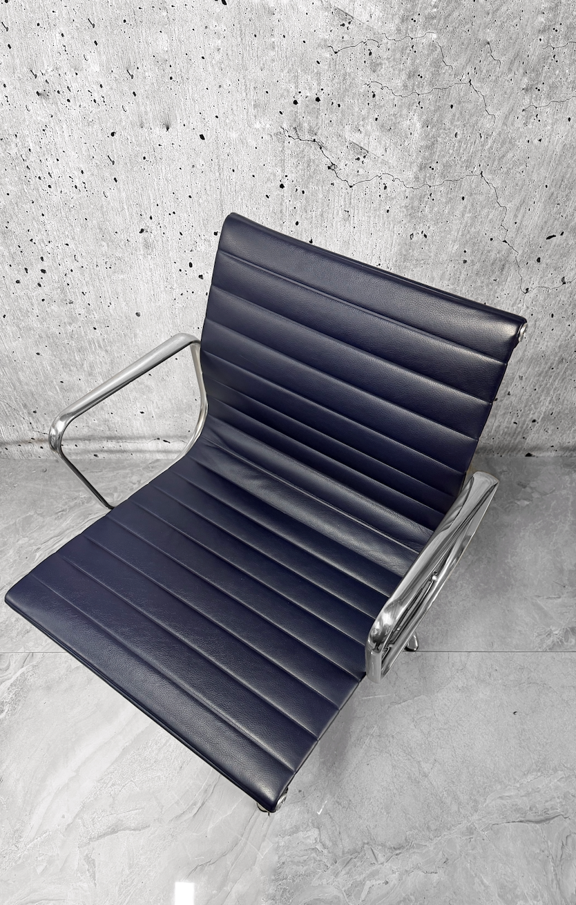 Vitra Eames EA108 Leather Ribbed Lowback Office Chair Refurbished