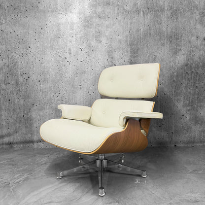 Vitra Eames 670 Lounge Chair & Ottoman American Cherry Snow Leather Preloved