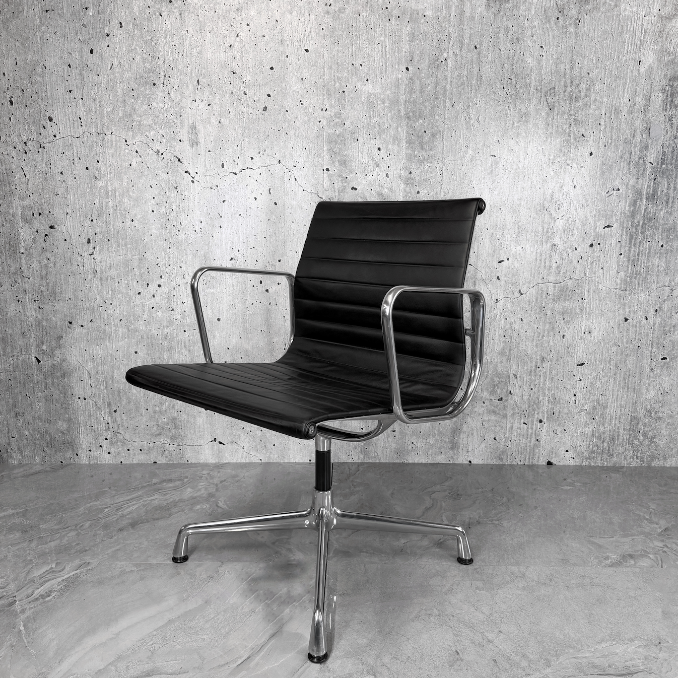Vitra Eames EA108 Leather Ribbed Lowback Office Chair