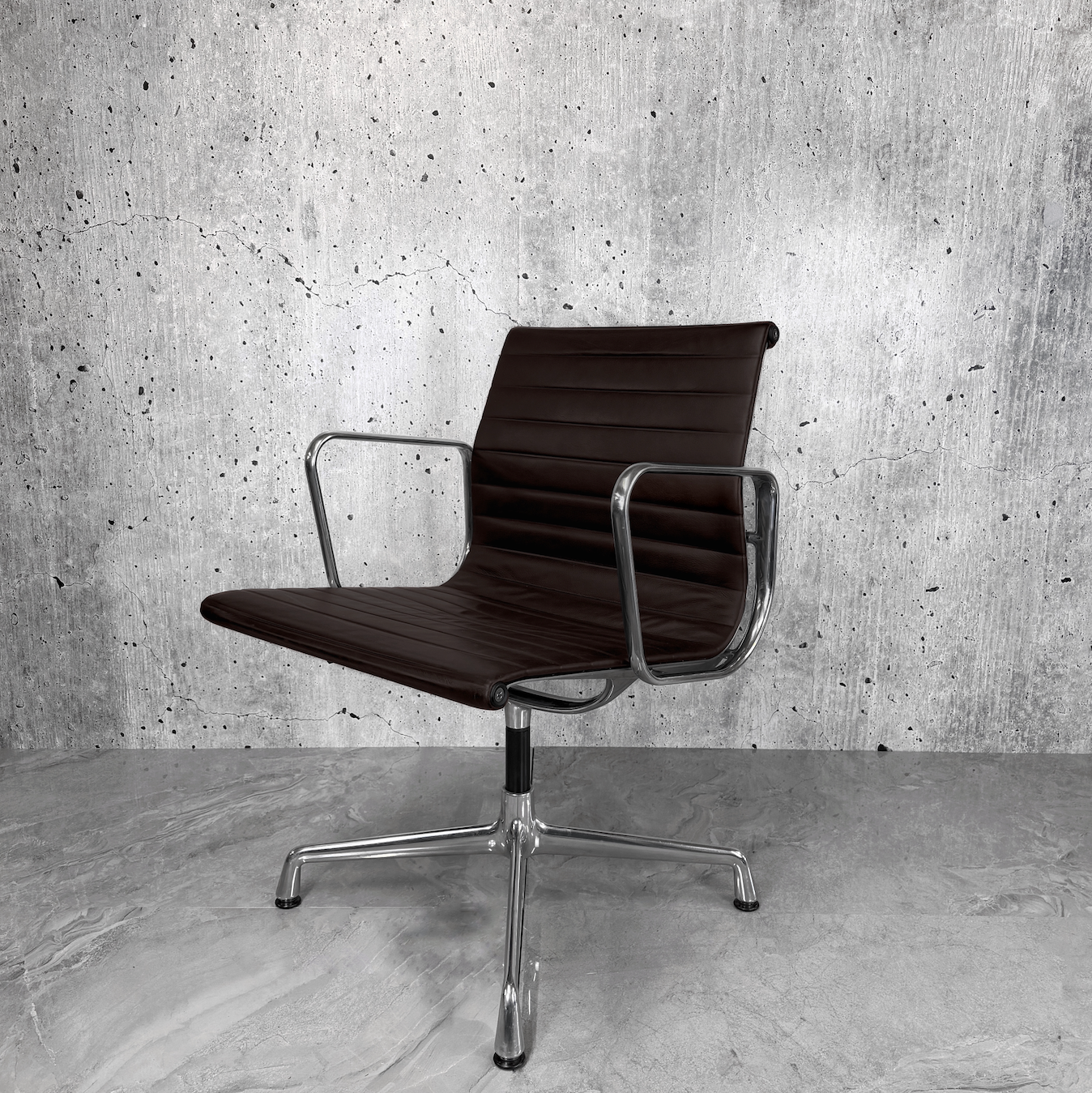 Vitra Eames EA108 Leather Ribbed Lowback Office Chair 10