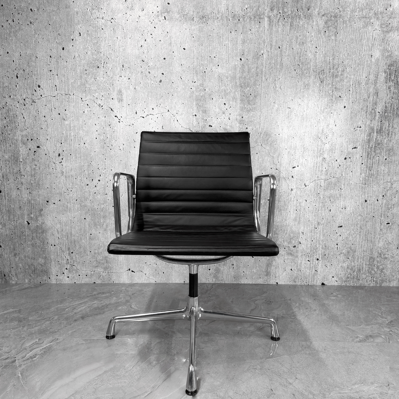Vitra Eames EA108 Leather Ribbed Lowback Office Chair