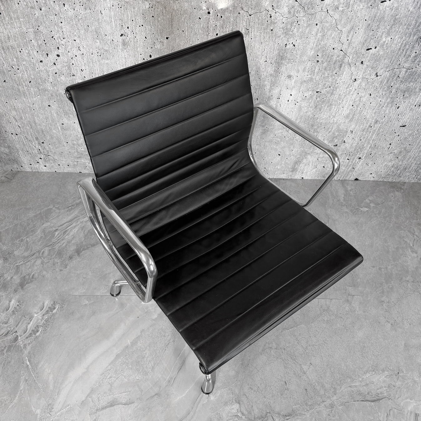 Vitra Eames EA108 Leather Ribbed Lowback Office Chair