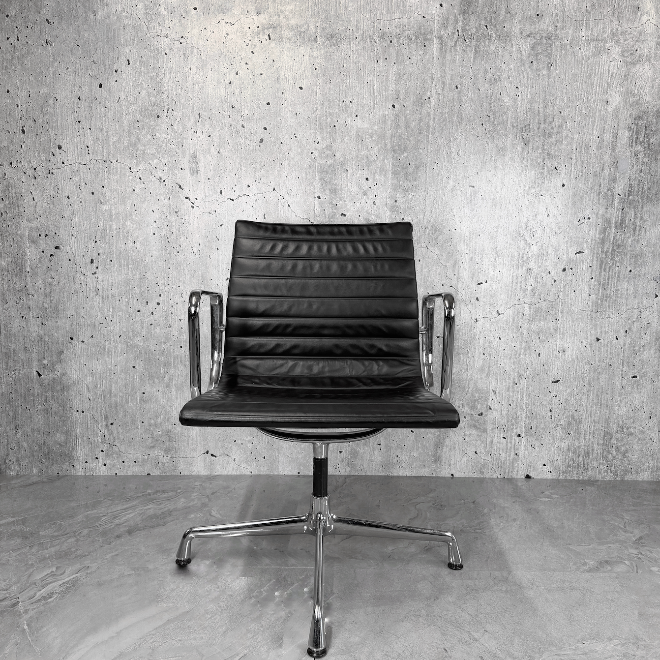 Vitra Eames EA108 Leather Ribbed Lowback Office Chair