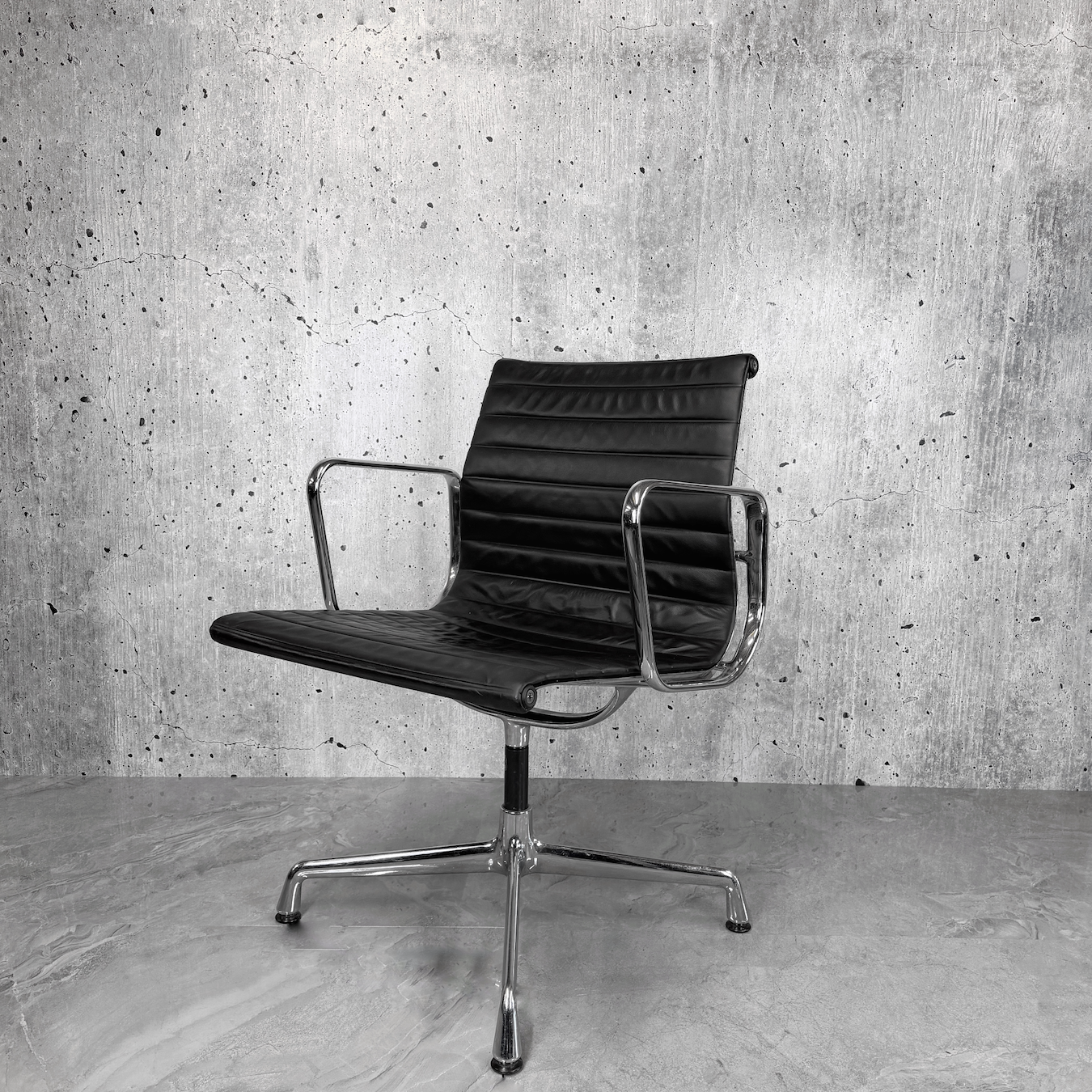 Vitra Eames EA108 Leather Ribbed Lowback Office Chair