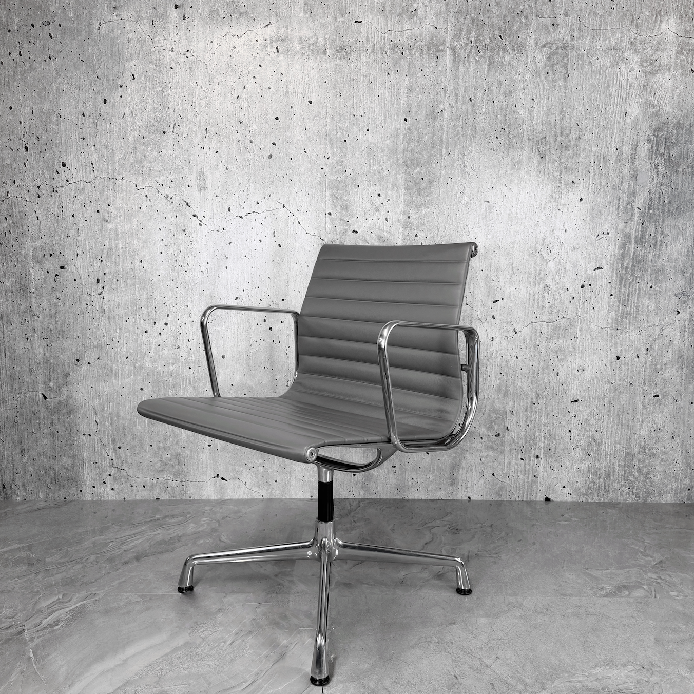 Vitra Eames EA108 Leather Ribbed Lowback Office Chair