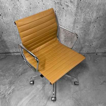 Vitra Eames EA117 Leather Ribbed Lowback Office Chair Refurbished Tan