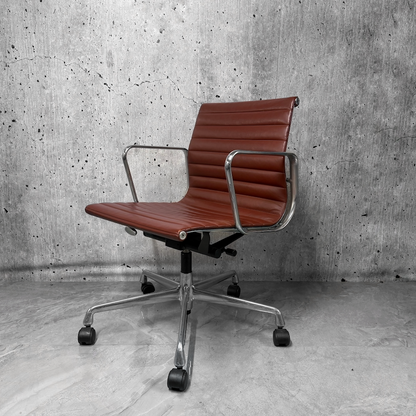Vitra Eames EA117 Leather Ribbed Lowback Office Chair Refurbished burgandy