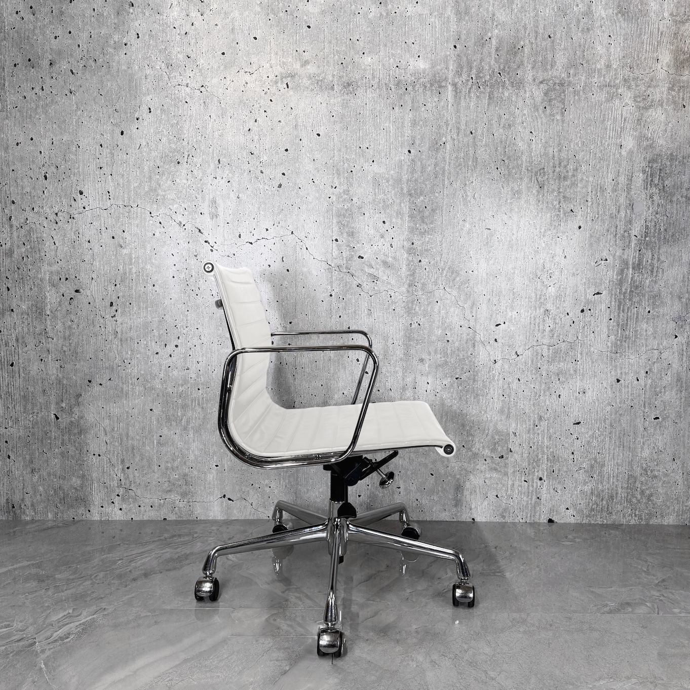 Vitra Eames EA117 Leather Ribbed Office Chair white