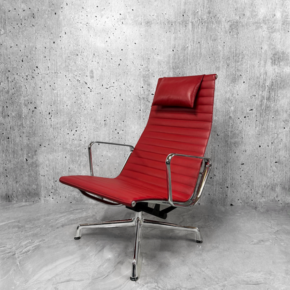 Vitra Eames EA124 / 125 Lounge Chair Scarlet Red Leather
