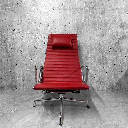 Vitra Eames EA124 / 125 Lounge Chair Scarlet Red Leather