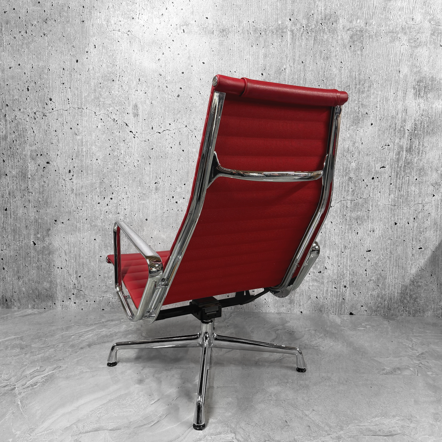 Vitra Eames EA124 / 125 Lounge Chair Scarlet Red Leather