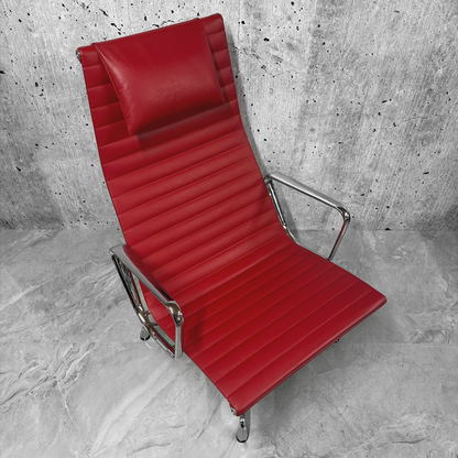 Vitra Eames EA124 / 125 Lounge Chair Scarlet Red Leather