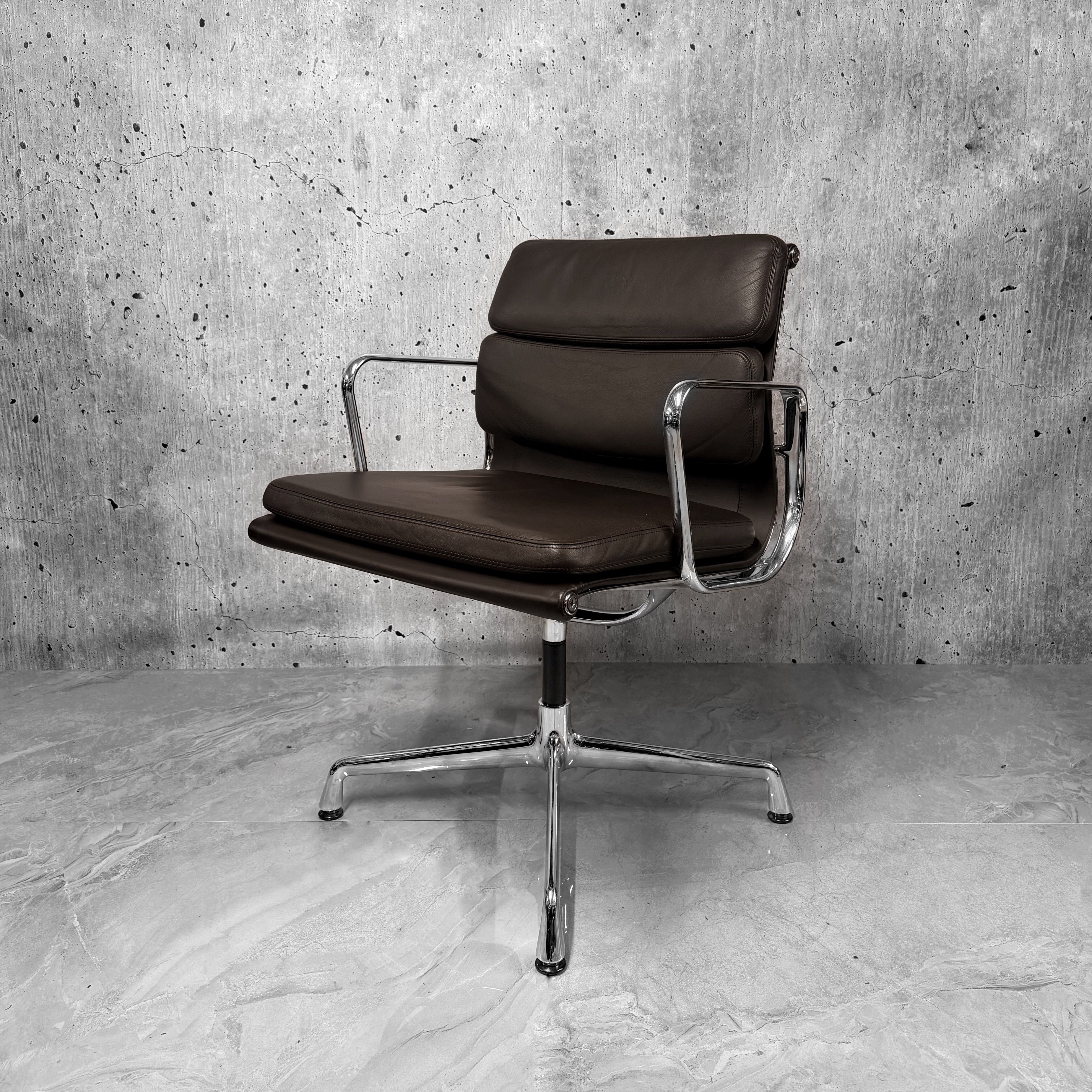 Vitra Eames EA208 Leather Softpad Lowback Office Chair Refurbished brown