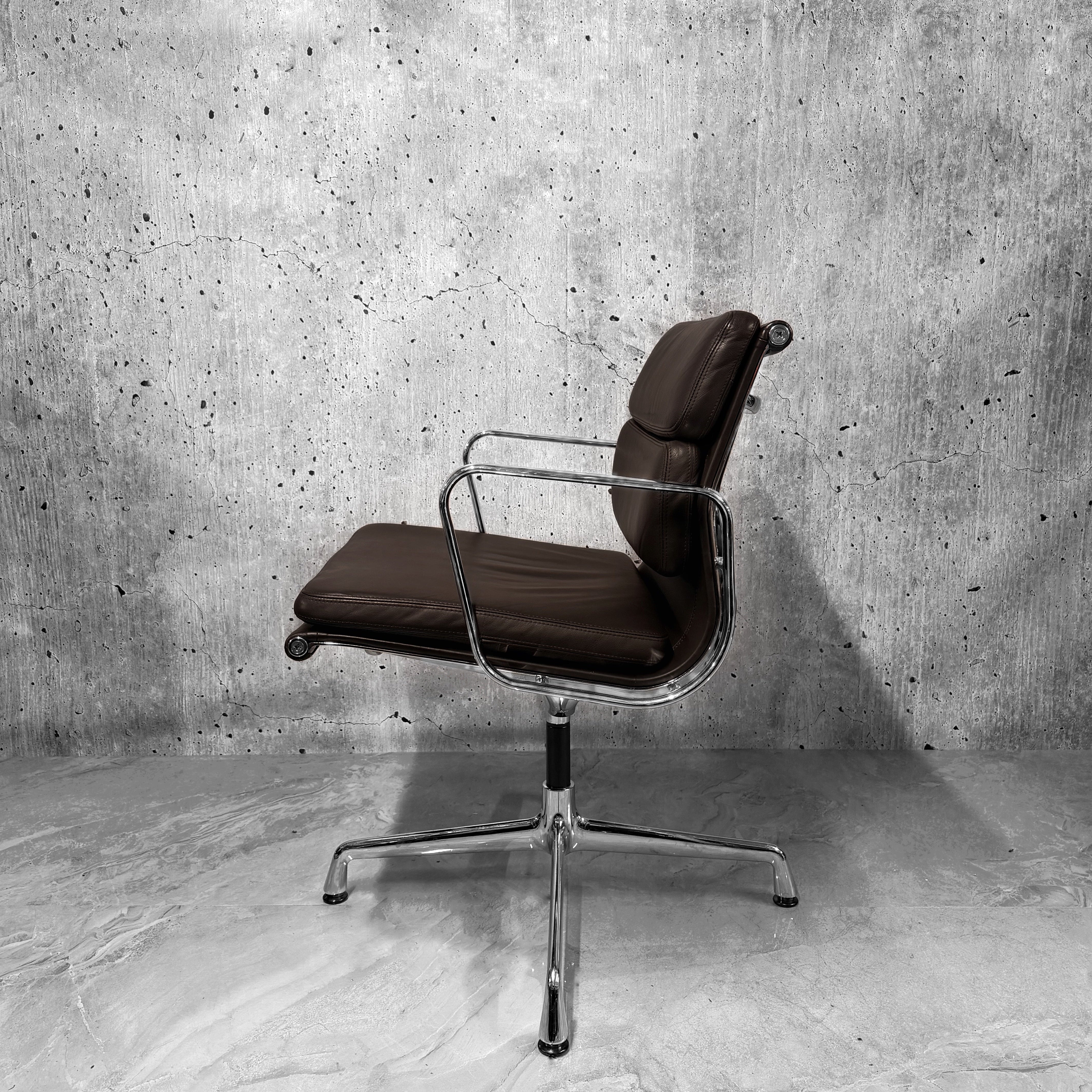 Vitra Eames EA208 Leather Softpad Lowback Office Chair Refurbished brown