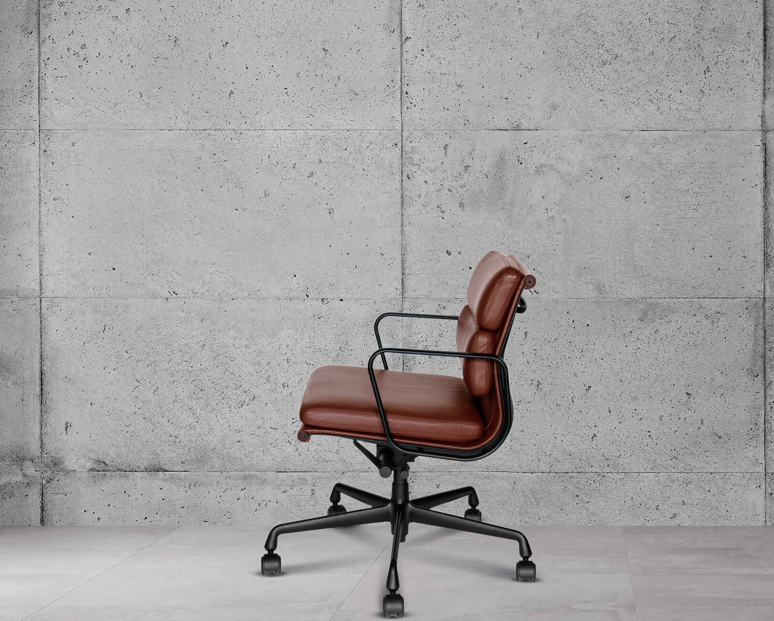 Vitra Eames EA217 Brown Leather Softpad Black Frame