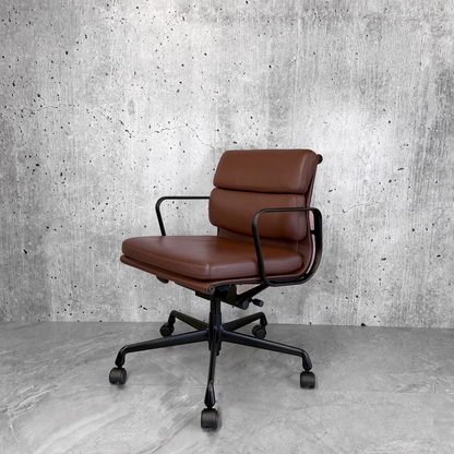 Vitra Eames EA217 Brown Leather Softpad Black Frame