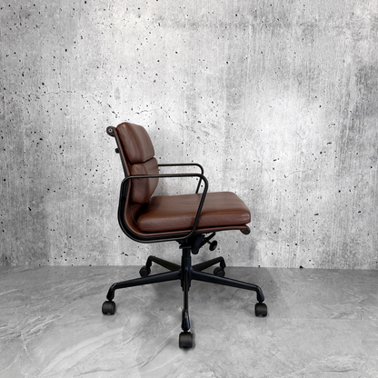 Vitra Eames EA217 Brown Leather Softpad Black Frame