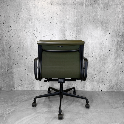 Vitra Eames EA217 Khaki Leather Softpad Black Frame