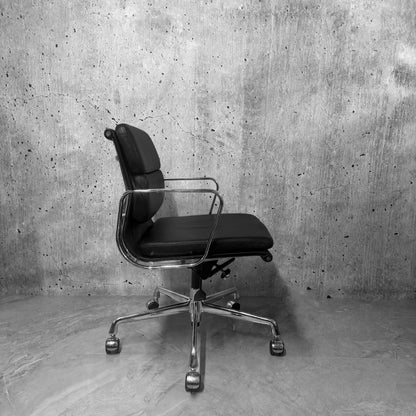Vitra Eames EA217 Leather Softpad Lowback Office Chair Refurbished Black