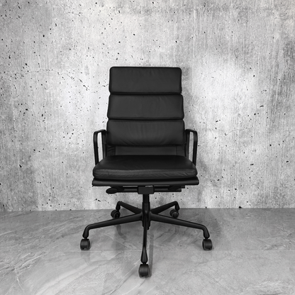 Vitra Eames EA219 Leather Highback Softpad Black Frame