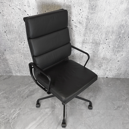 Vitra Eames EA219 Leather Highback Softpad Black Frame