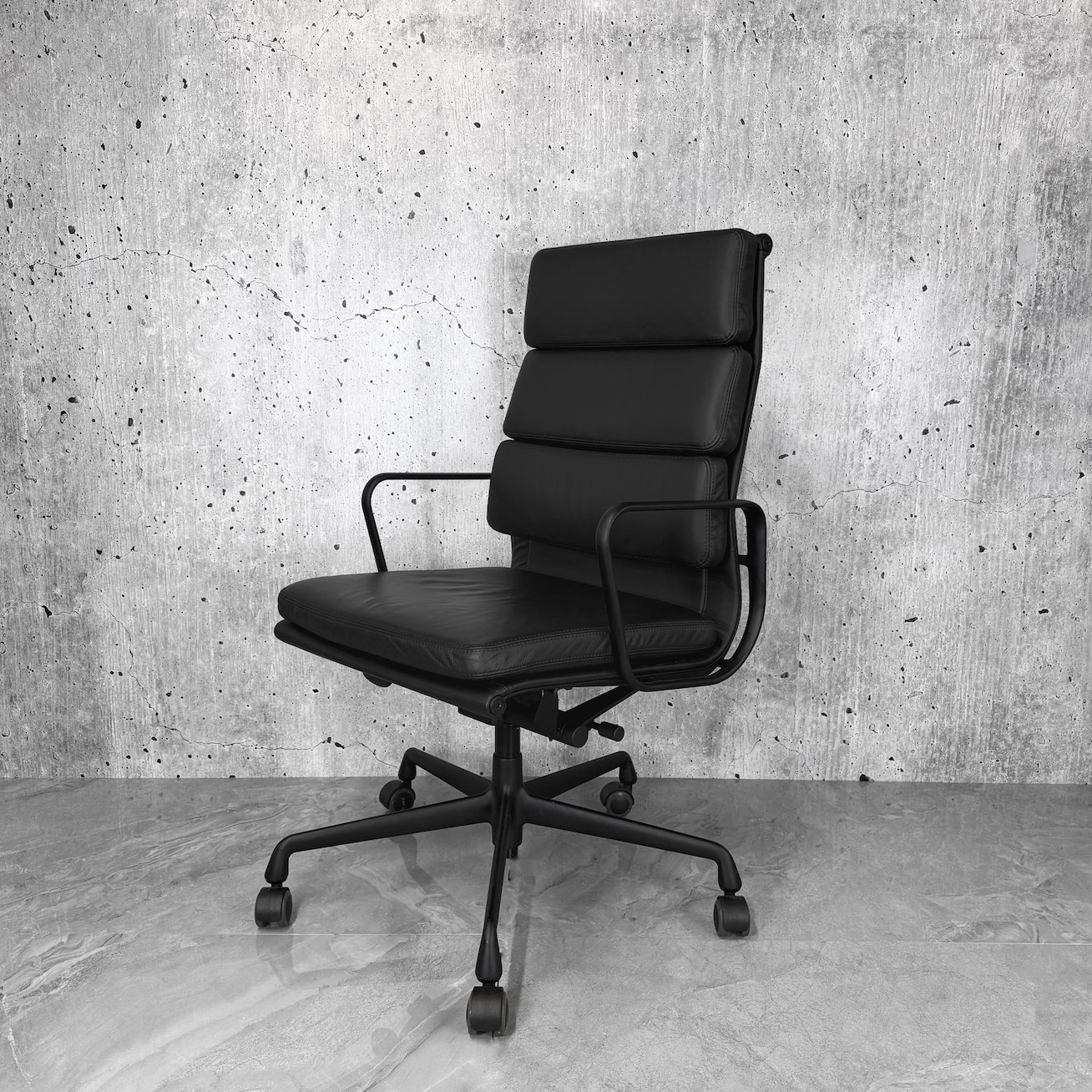 Vitra Eames EA219 Leather Highback Softpad Black Frame