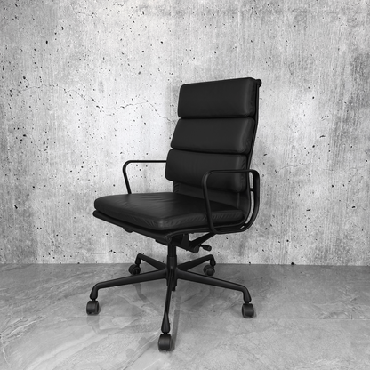 Vitra Eames EA219 Leather Highback Softpad Black Frame