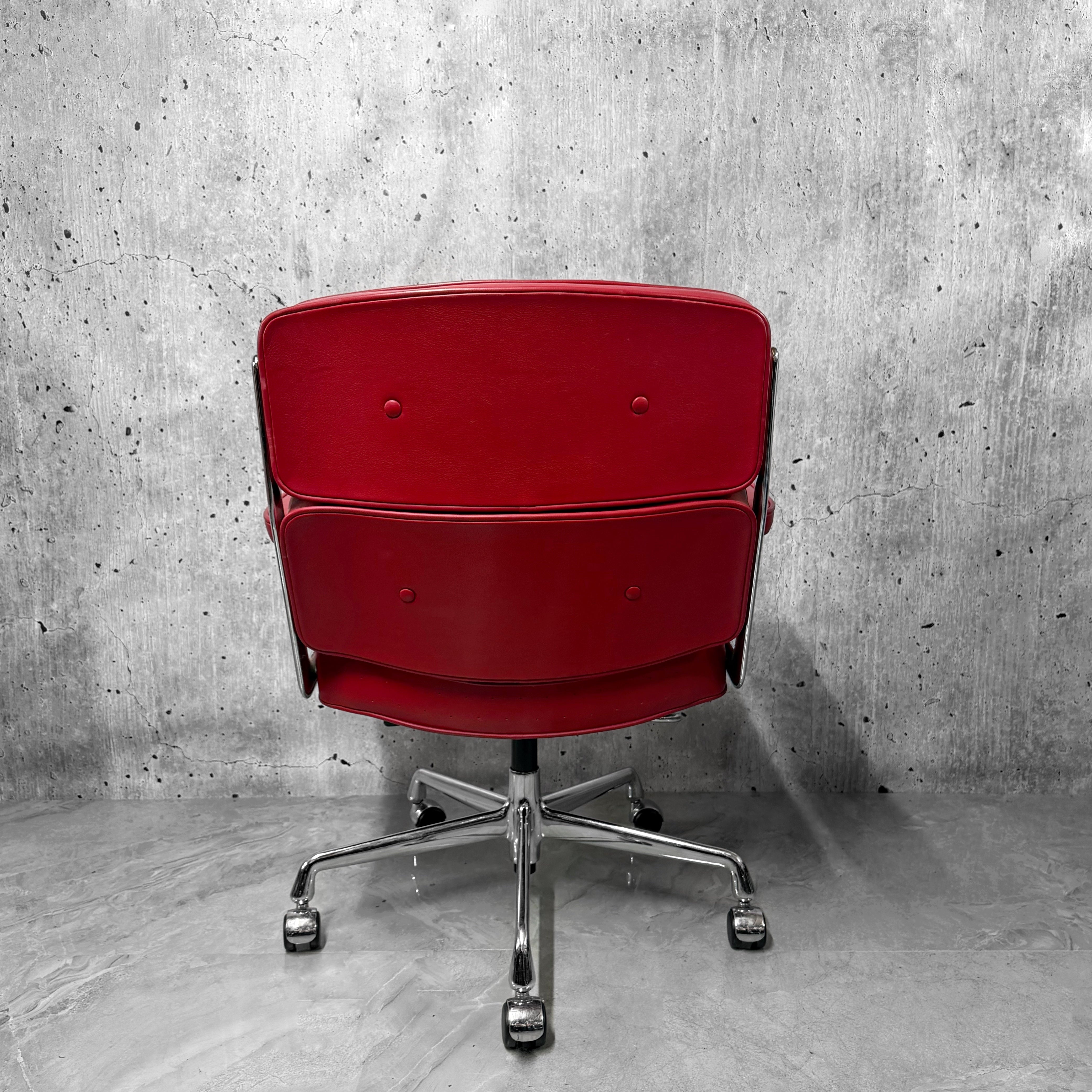 Vitra Eames ES104 Lifetime Lobby Chair Red Leather Chrome PreLoved