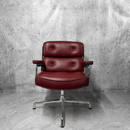 Vitra Eames ES108 Lifetime Lobby Chair Bordeaux Leather Chrome PreLoved