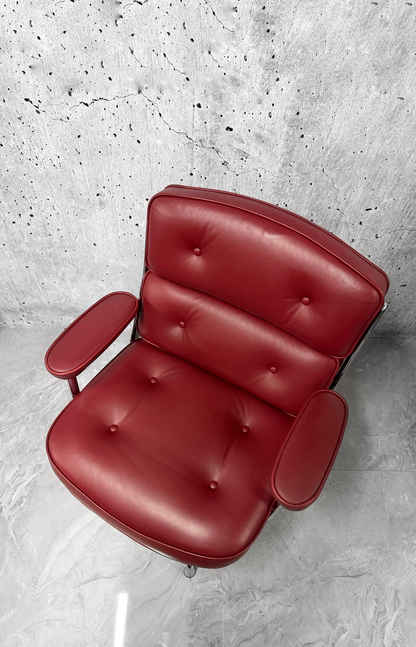 Vitra Eames ES108 Lifetime Lobby Chair Bordeaux Leather Chrome PreLoved