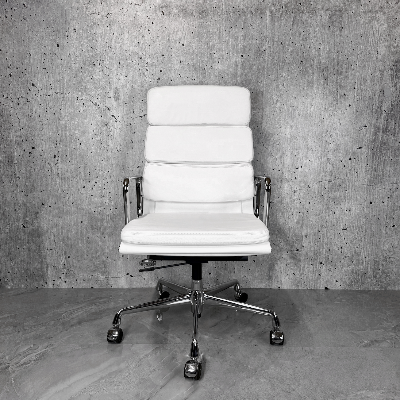 White_Leather_Vitra_Eames_EA219_Chrome_Office_Chair